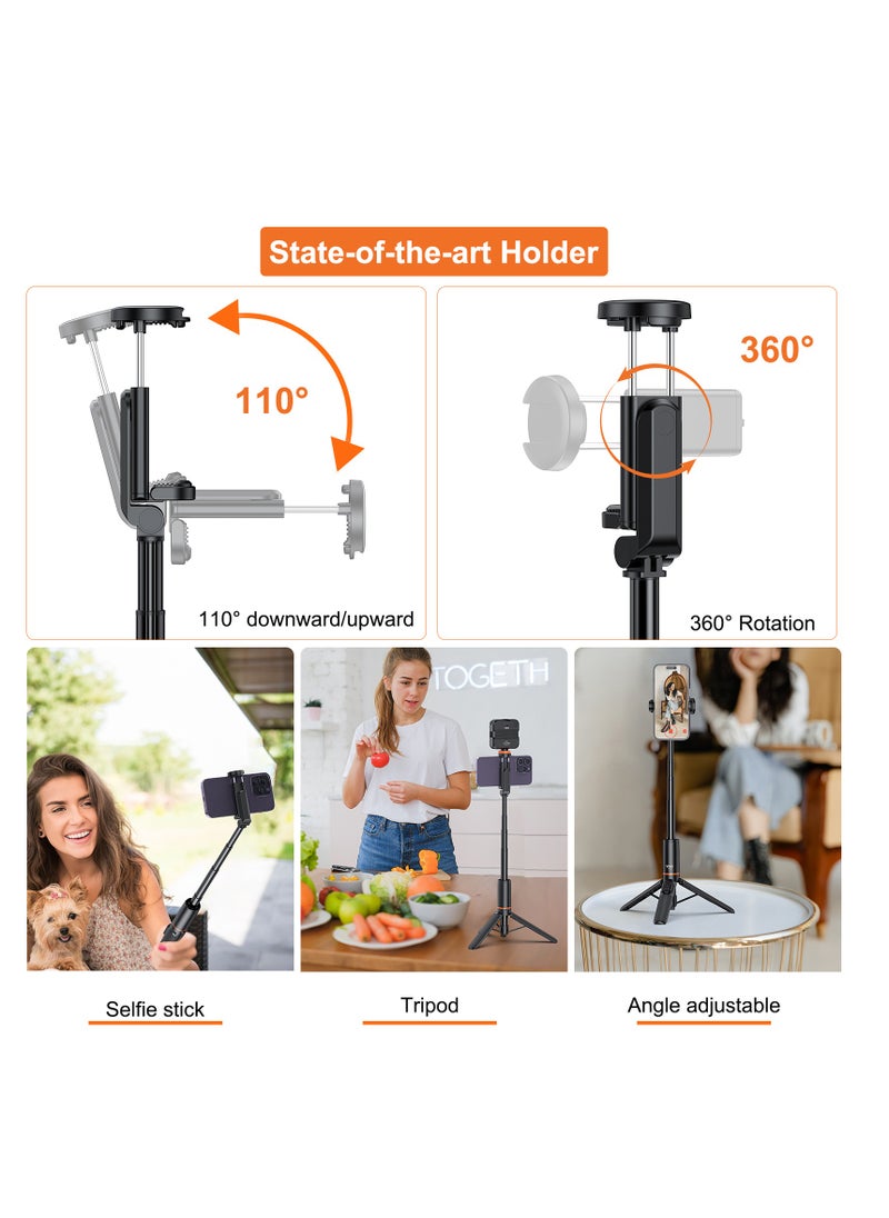 VRIG - VRIG 24'' NEWEST TP-19 Extendable Selfie Stick Tripod for Phone Max. Length 59.5cm23.4in with Remote Shutter Phone Tr for Vlog Selfie Live Streaming Group Photo Video with Bluetooth Shutter,Cell Phone Tripod Stand for Video Recording Compatible with iPhone 16/15/14/13/all - Image 1