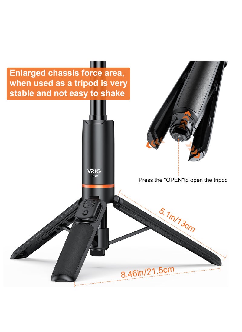 VRIG - VRIG 24'' NEWEST TP-19 Extendable Selfie Stick Tripod for Phone Max. Length 59.5cm23.4in with Remote Shutter Phone Tr for Vlog Selfie Live Streaming Group Photo Video with Bluetooth Shutter,Cell Phone Tripod Stand for Video Recording Compatible with iPhone 16/15/14/13/all - Image 1