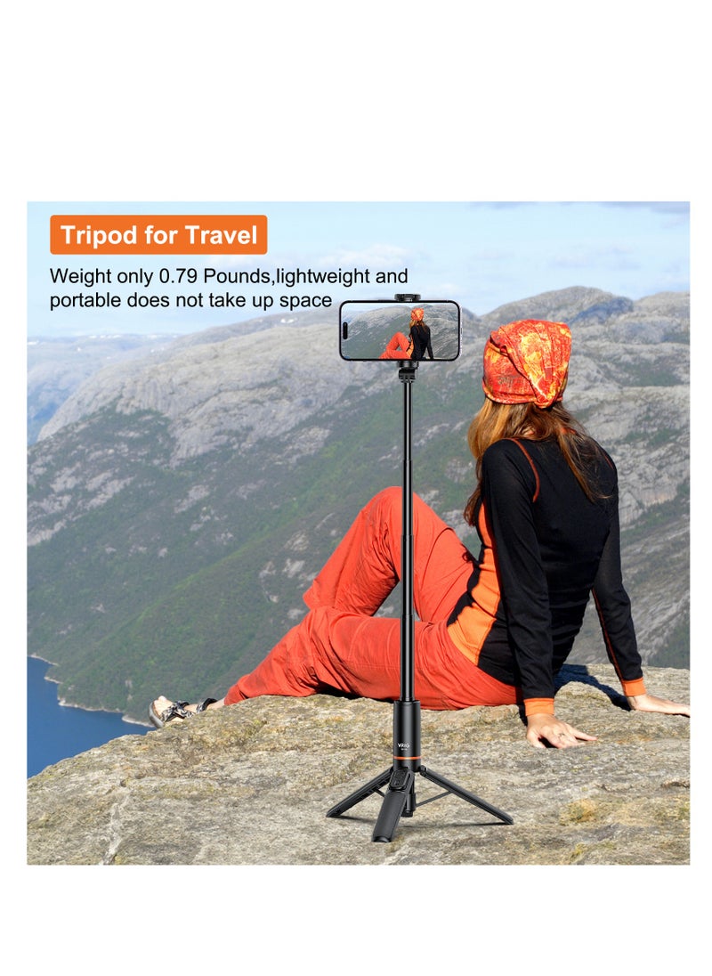 VRIG - VRIG 24'' NEWEST TP-19 Extendable Selfie Stick Tripod for Phone Max. Length 59.5cm23.4in with Remote Shutter Phone Tr for Vlog Selfie Live Streaming Group Photo Video with Bluetooth Shutter,Cell Phone Tripod Stand for Video Recording Compatible with iPhone 16/15/14/13/all - Image 1