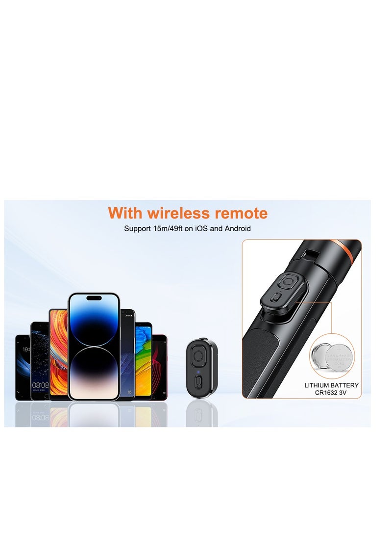 VRIG - VRIG 24'' NEWEST TP-19 Extendable Selfie Stick Tripod for Phone Max. Length 59.5cm23.4in with Remote Shutter Phone Tr for Vlog Selfie Live Streaming Group Photo Video with Bluetooth Shutter,Cell Phone Tripod Stand for Video Recording Compatible with iPhone 16/15/14/13/all - Image 1