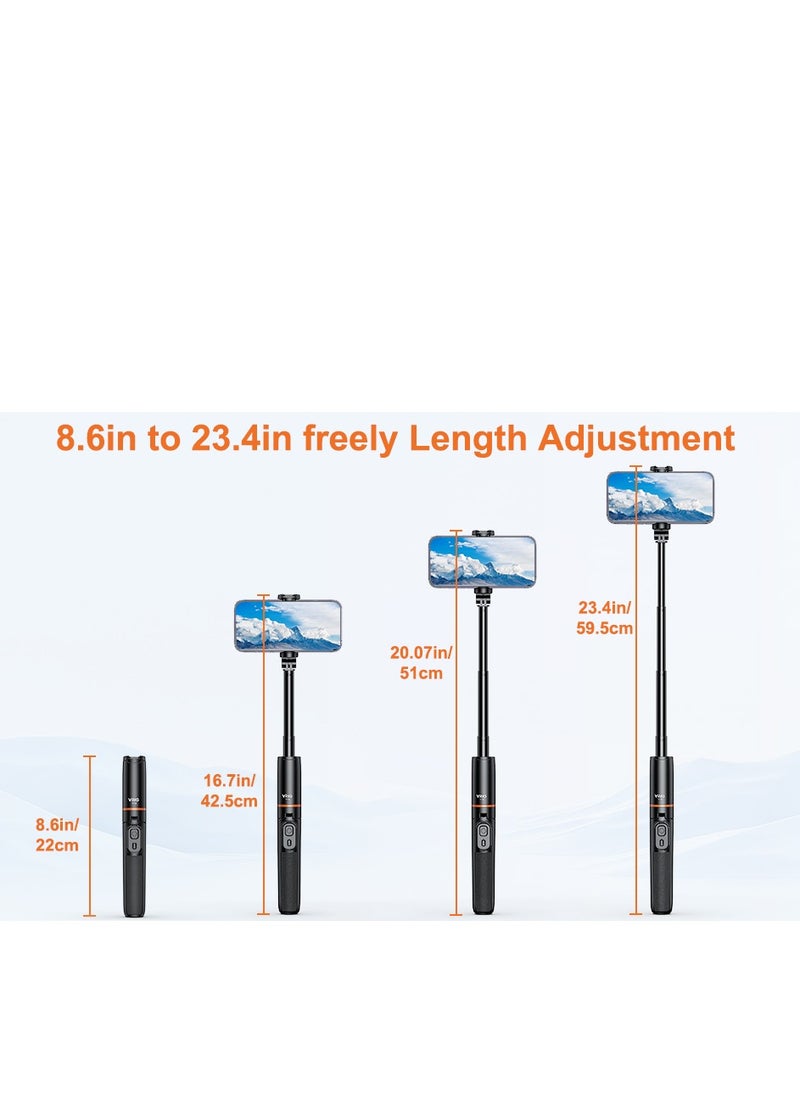 VRIG - VRIG 24'' NEWEST TP-19 Extendable Selfie Stick Tripod for Phone Max. Length 59.5cm23.4in with Remote Shutter Phone Tr for Vlog Selfie Live Streaming Group Photo Video with Bluetooth Shutter,Cell Phone Tripod Stand for Video Recording Compatible with iPhone 16/15/14/13/all - Image 1