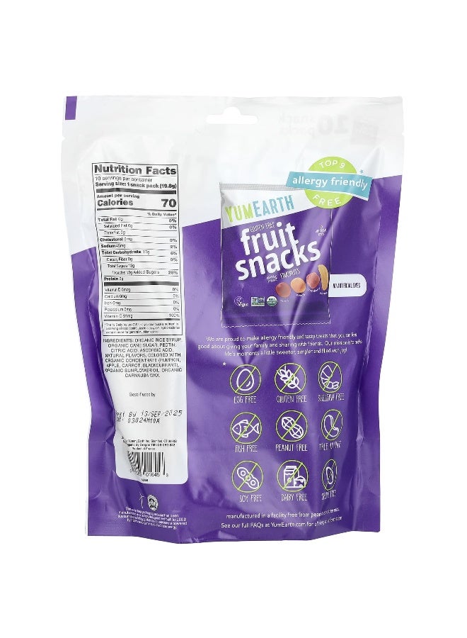 YumEarth YumEarth, Organic Fruit Snacks, Favorites, 10 Snack Packs, 0.7 oz (19.8 g) Each  - Image 2