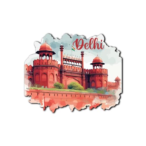 Bhai Please Delhi Red Fort City Wooden Fridge Magnet (Pack of 1) | Place, City, State, Souvenir, Destinations, Travel, Adventure Fridge Decorations | Gift for Friends, Colleagues, Foreign Delegates | - Image 1