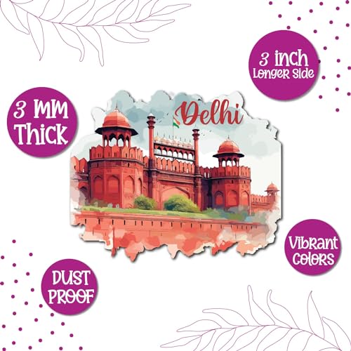 Bhai Please Delhi Red Fort City Wooden Fridge Magnet (Pack of 1) | Place, City, State, Souvenir, Destinations, Travel, Adventure Fridge Decorations | Gift for Friends, Colleagues, Foreign Delegates | - Image 4