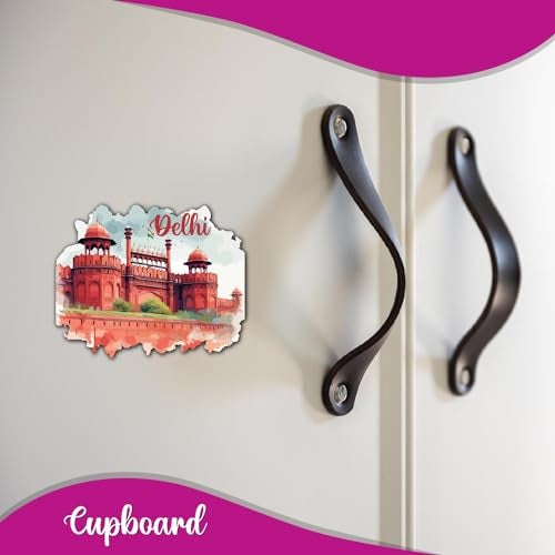 Bhai Please Delhi Red Fort City Wooden Fridge Magnet (Pack of 1) | Place, City, State, Souvenir, Destinations, Travel, Adventure Fridge Decorations | Gift for Friends, Colleagues, Foreign Delegates | - Image 2