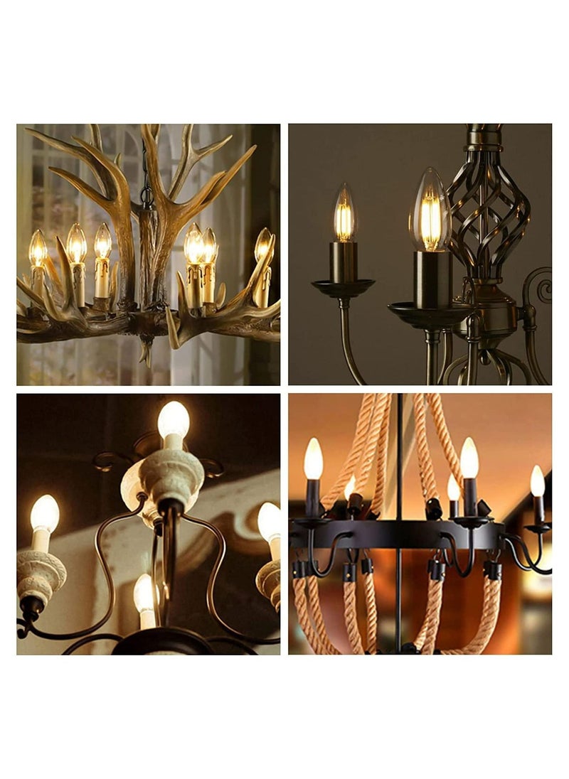 Loquat E14 Dimmable LED Light Bulb, Edison Candle Bulbs C35, 3W Vintage Chandelier Light Bulbs 40 Watt Equivalent, Amber Glass Warm White 2200K, Energy Saving Light Bulbs for Chandeliers, Wall Lamps (3PCS) - Image 3