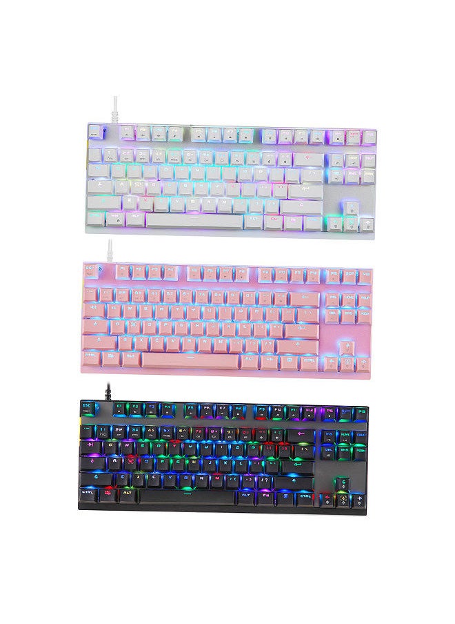 CK82 Mechanical Keyboard 87 Keys RGB Gaming Keyboard with OUTMU Blue Switch Multimedia Keys N-key Rollover Pink