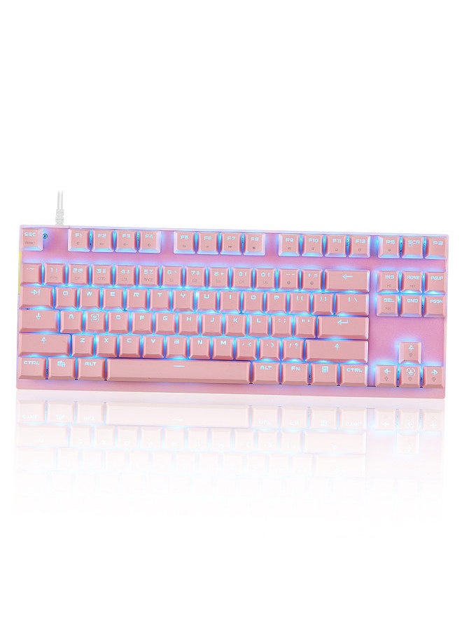 CK82 Mechanical Keyboard 87 Keys RGB Gaming Keyboard with OUTMU Blue Switch Multimedia Keys N-key Rollover Pink