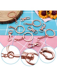 Oubaka 150Pcs Swivel Snap Hook Set Rose Gold Swivel Clasps Lanyard Snap Keychain Hooks Lobster Clasp Split Key Rings With Chain And Jump Rings Bulk For Keychain Lanyard Jewelry Diy Crafts Supplies  - Image 4