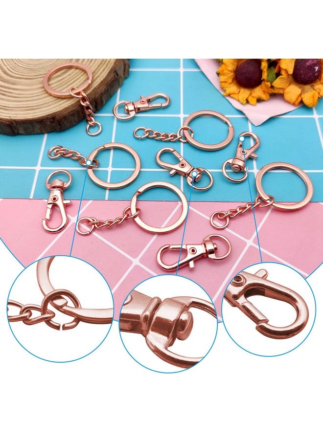 Oubaka 150Pcs Swivel Snap Hook Set Rose Gold Swivel Clasps Lanyard Snap Keychain Hooks Lobster Clasp Split Key Rings With Chain And Jump Rings Bulk For Keychain Lanyard Jewelry Diy Crafts Supplies - Image 4