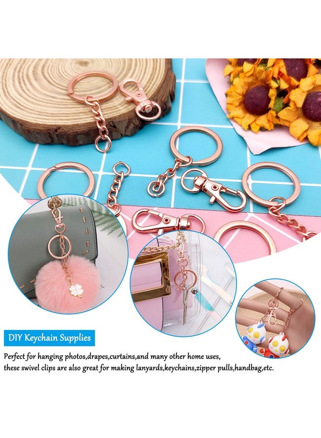 Oubaka 150Pcs Swivel Snap Hook Set Rose Gold Swivel Clasps Lanyard Snap Keychain Hooks Lobster Clasp Split Key Rings With Chain And Jump Rings Bulk For Keychain Lanyard Jewelry Diy Crafts Supplies - Image 3
