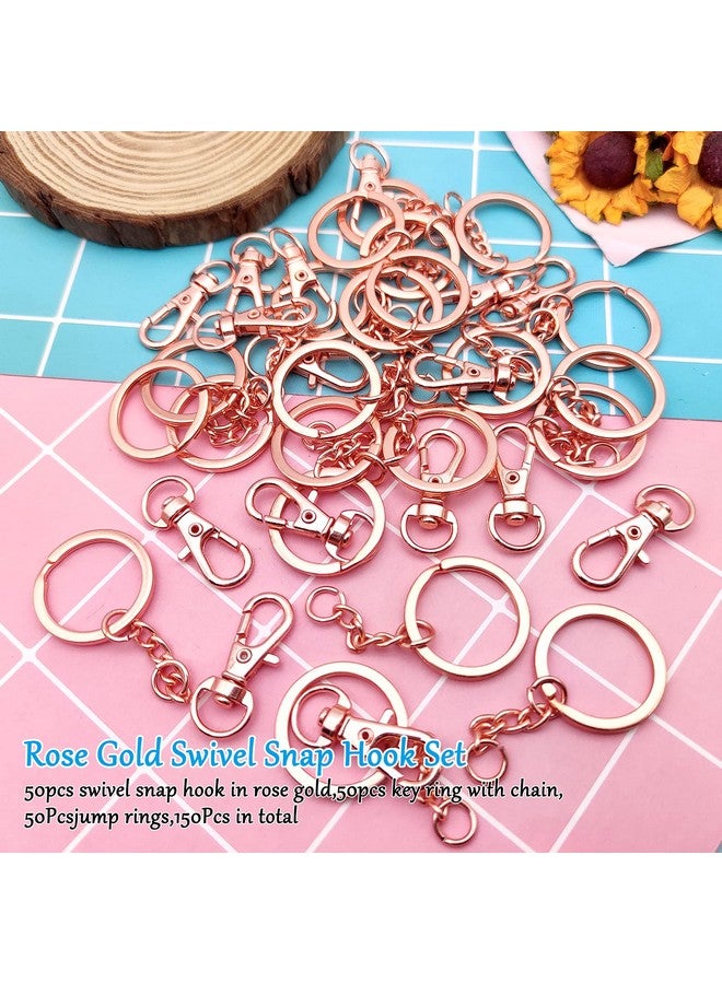 Oubaka 150Pcs Swivel Snap Hook Set Rose Gold Swivel Clasps Lanyard Snap Keychain Hooks Lobster Clasp Split Key Rings With Chain And Jump Rings Bulk For Keychain Lanyard Jewelry Diy Crafts Supplies - Image 2