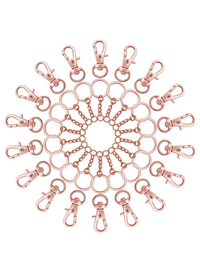 Oubaka 150Pcs Swivel Snap Hook Set Rose Gold Swivel Clasps Lanyard Snap Keychain Hooks Lobster Clasp Split Key Rings With Chain And Jump Rings Bulk For Keychain Lanyard Jewelry Diy Crafts Supplies - Image 1