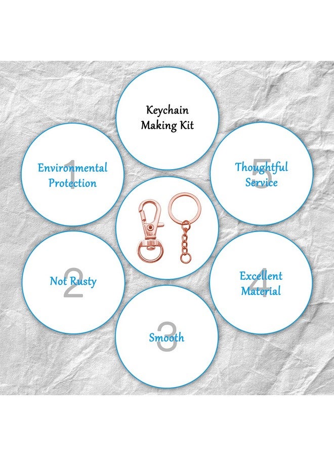 Oubaka 150Pcs Swivel Snap Hook Set Rose Gold Swivel Clasps Lanyard Snap Keychain Hooks Lobster Clasp Split Key Rings With Chain And Jump Rings Bulk For Keychain Lanyard Jewelry Diy Crafts Supplies - Image 5