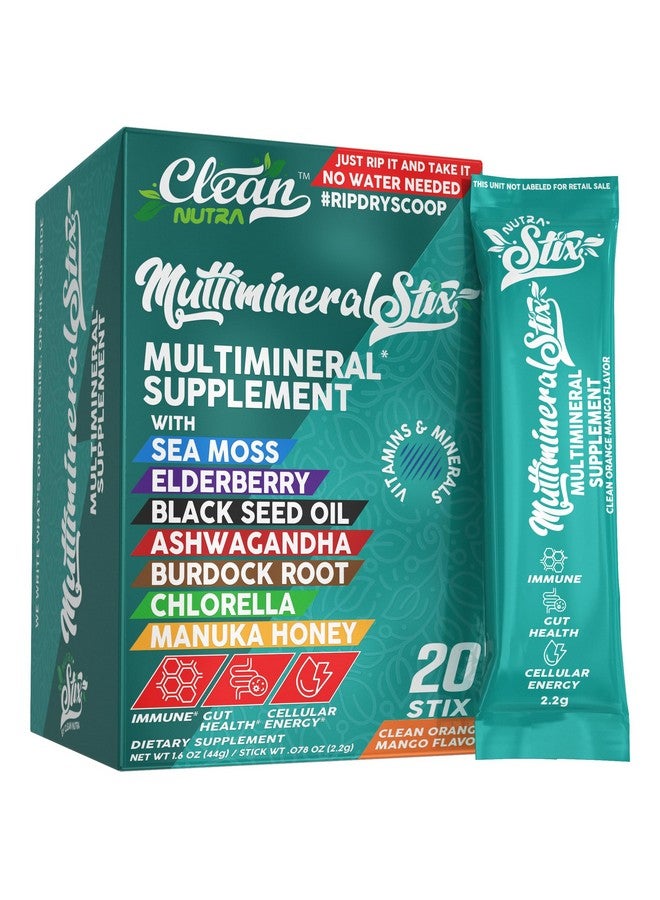 Clean Nutraceuticals مسحوق طحالب البحر مع التوت الأسود والأشواجندا والكلورلا وعسل مانوكا وفيتامين د3 وفيتامين سي والزنك والسبيرولينا واليود وخضروات الديتوكس ودعم المناعة وخالي من السكر ومسحوق مشروب الترطيب - 20 عود - Image 1