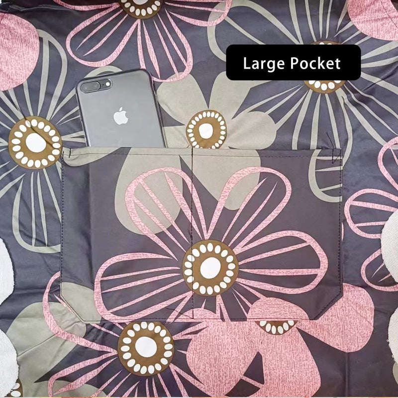 DILLMAN 2 Pack Floral Aprons with Pocket Blooming Womens Waterproof Adjustable Cooking Aprons Kitchen Gardening Salon - Image 5