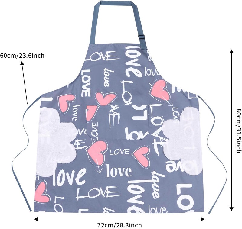 DILLMAN 2 Pack Floral Aprons with Pocket Blooming Womens Waterproof Adjustable Cooking Aprons Kitchen Gardening Salon - Image 4