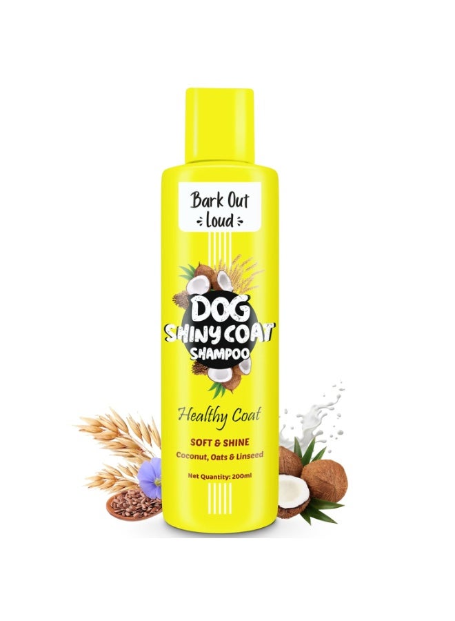 Bark out Loud Shiny Coat Dog Shampoo Oatmeal Coconut Linseed Cedarwood Hydrating Antifungal Antibacterial Healthy Glowing Coat 200ml - Image 1