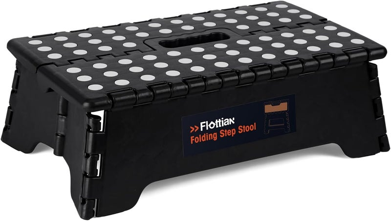 Flottian 5" Folding Step Stool for Adults and Kids 15-Inch Extra Wide Stool Holds Up to 300 lbs,Non-Slip Folding Stools with Handle,Compact Plastic Foldable Step Stool for Bathroom,Kitchen,ect - Image 1