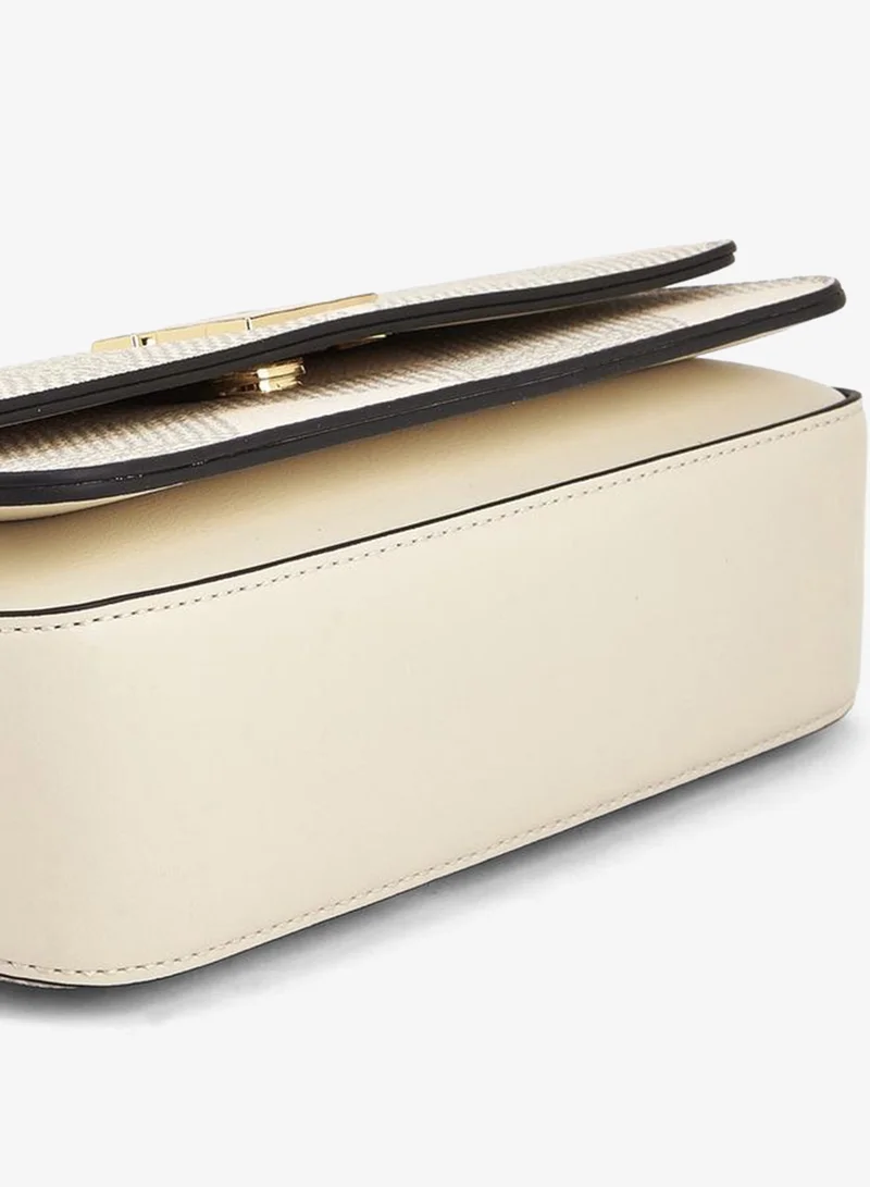 Elle IVORY Monogram Print Satchel Bag with Chain Strap for Women | Best Price UAE