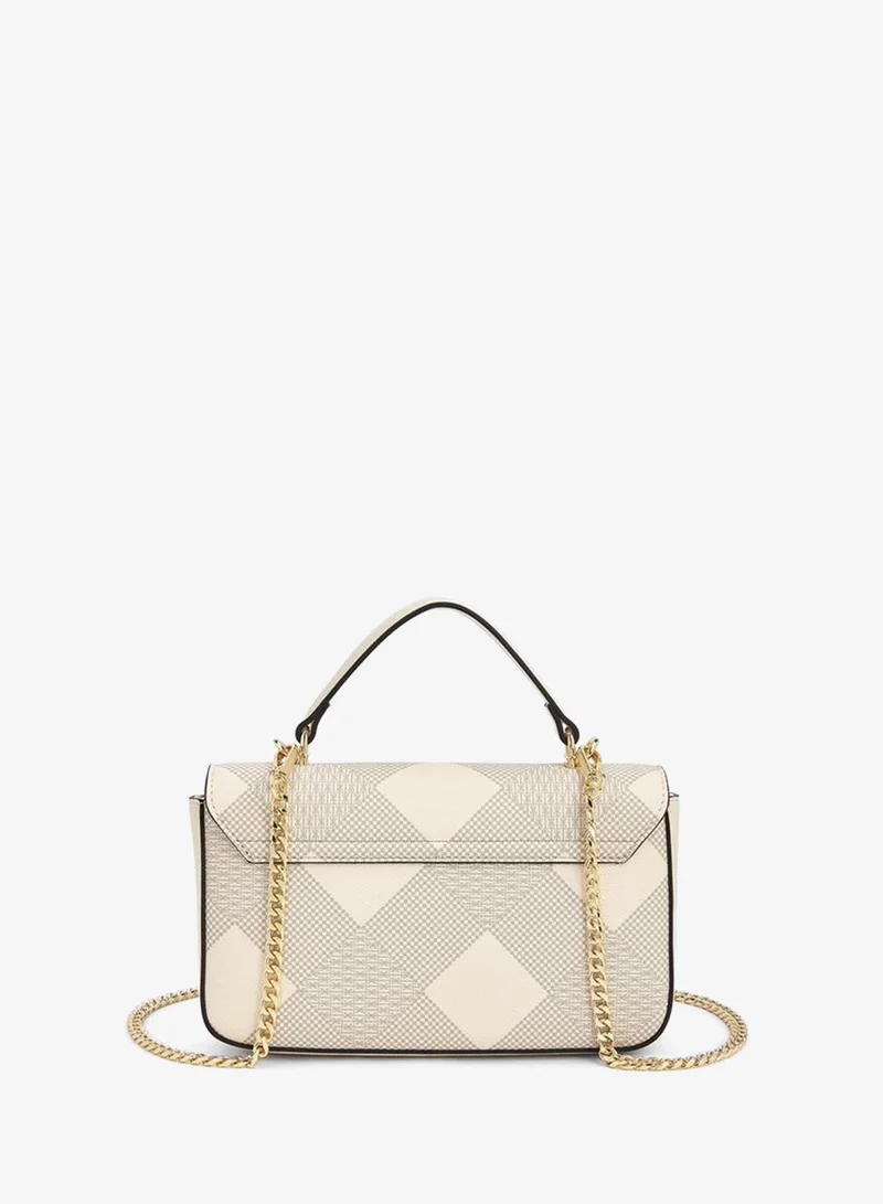 Elle IVORY Monogram Print Satchel Bag with Chain Strap for Women | Best Price UAE