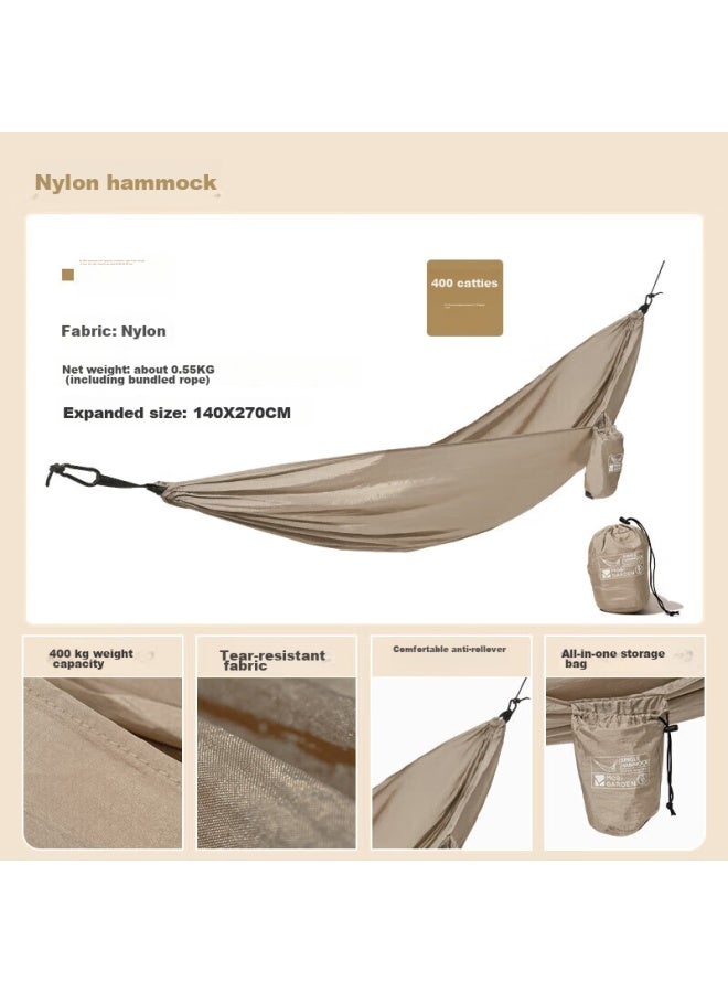 Mobigarden Hammock, Outdoor Camping Picnic Beach Leisure Swing, Nylon Single Hammock, Nx23681001, Warm Sand - Image 1