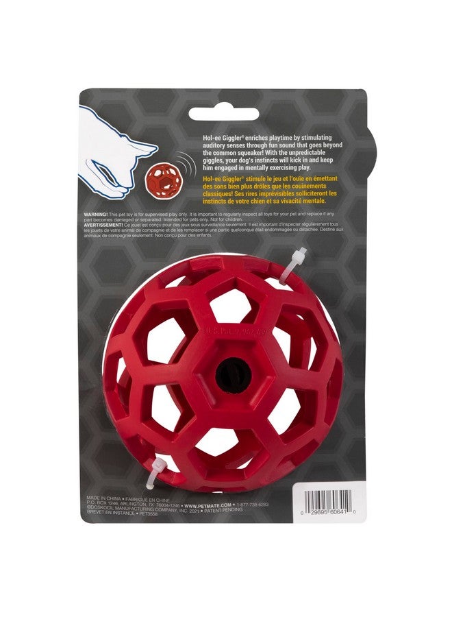 JW Pet HolEe Giggler Dog Toy Puzzle Ball, Natural Rubber, Medium (4.5 Inch Diameter), Red - Image 2