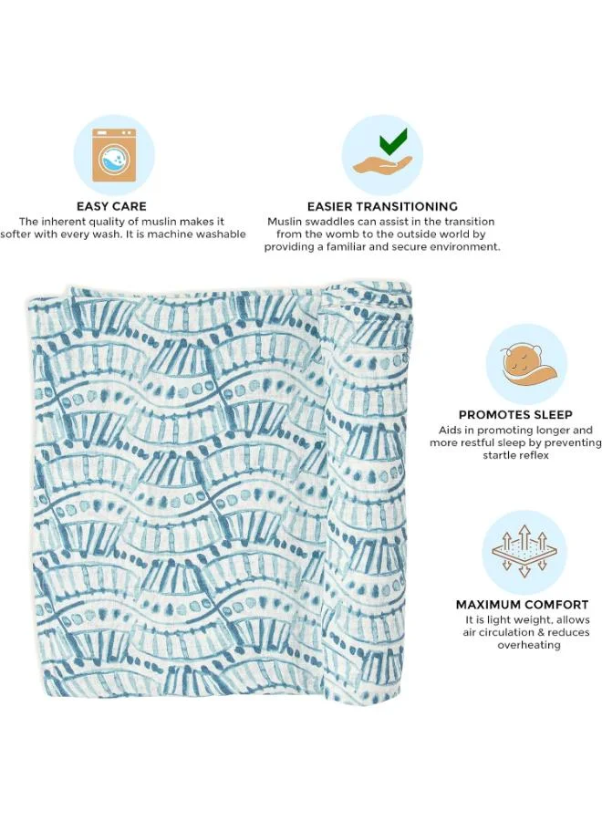 Crane BABY Caspian Single Swaddle Wraps (Indigo Print)