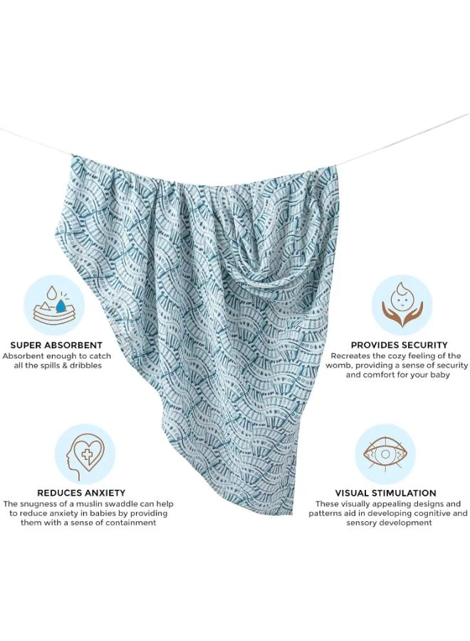 Crane BABY Caspian Single Swaddle Wraps (Indigo Print)