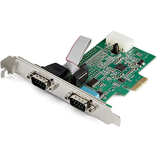 StarTech.com 2-port PCI Express RS232 Serial Adapter Card - PCIe RS232 Serial Host Controller Card - PCIe to Dual Serial DB9 Card - 16950 UART - Expansion Card - Windows & Linux, TAA (PEX2S953) - Image 1