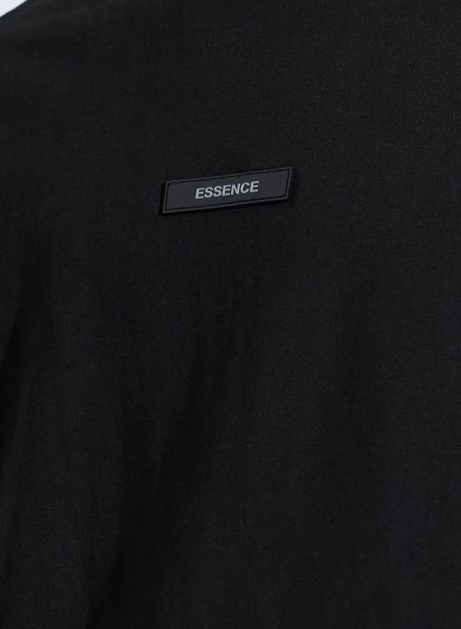 Styli  Black Silicon Print Crew Neck Short Sleeves Oversized T-Shirt for Men | Best Price UAE