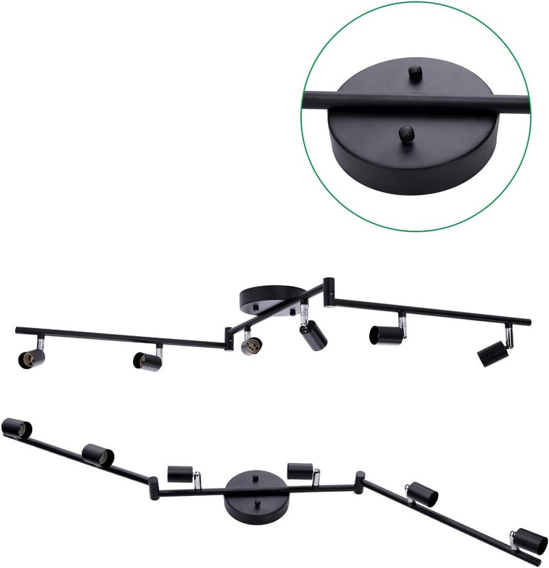 IBOO 6-Light Adjustable Dimmable Track Lighting Kit, Flexible Foldable Arms, Matt Black Color Perfect for Kitchen,Hallyway Bed Room Lighting Fixture, GU10 Base Bulbs not Included - Image 3