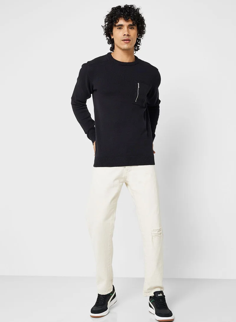 BRAVE SOUL Zip Pocket Sweater