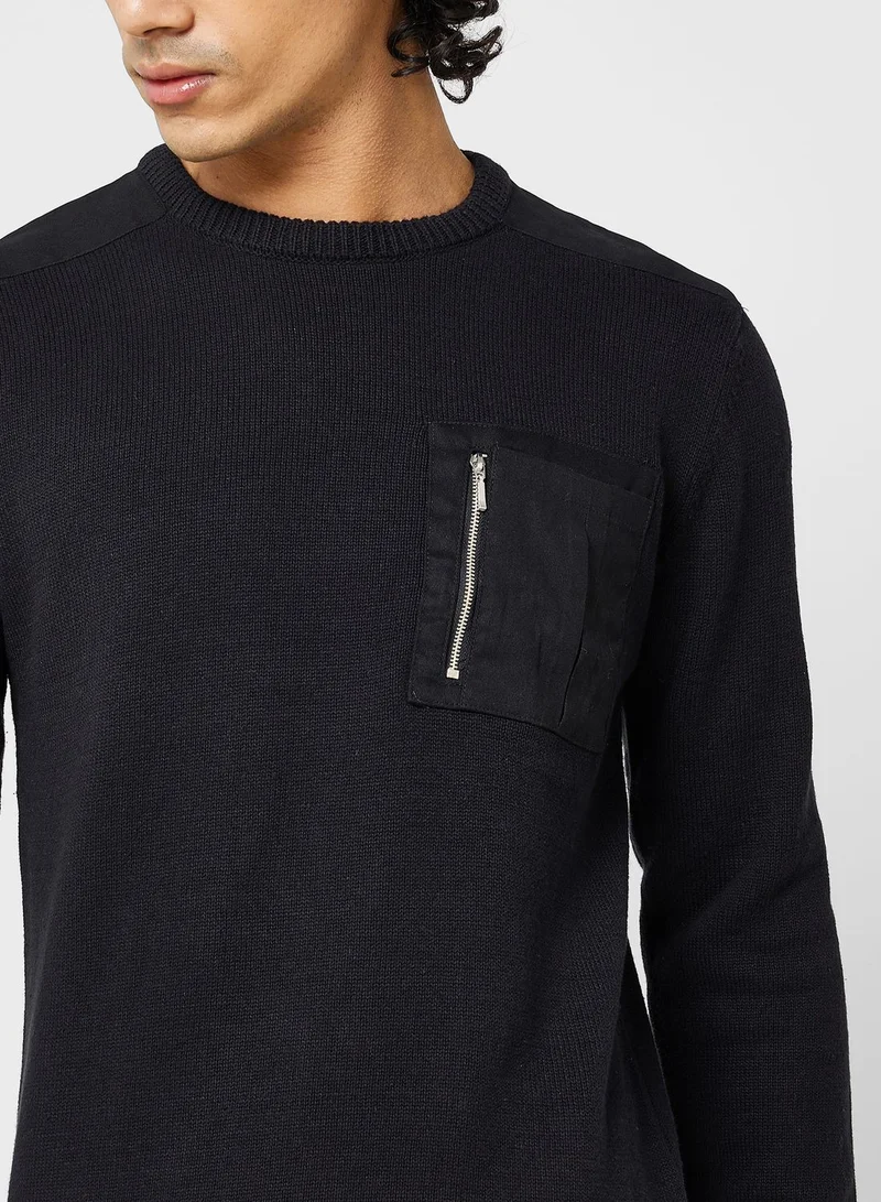 BRAVE SOUL Zip Pocket Sweater