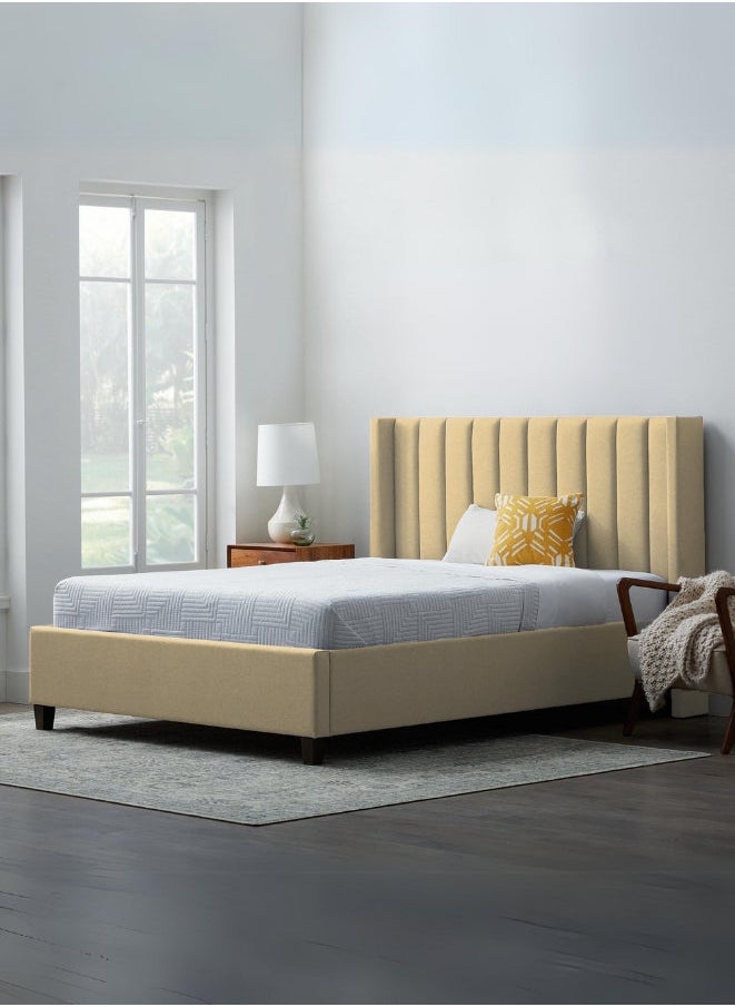 Bed and Mattress Zone Audrey Tufted Upholstered Bed 200x150 Queen Size Beige Color 