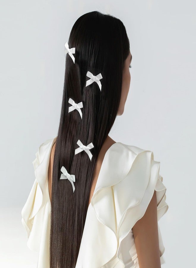 Ayesha 25PCS White Mini Bows Ribbon Clips,2'' Tiny White Bow Barrettes,Hair Bow Satin Hair Ribbon for Women & Girls' Hair Accessories - Image 3