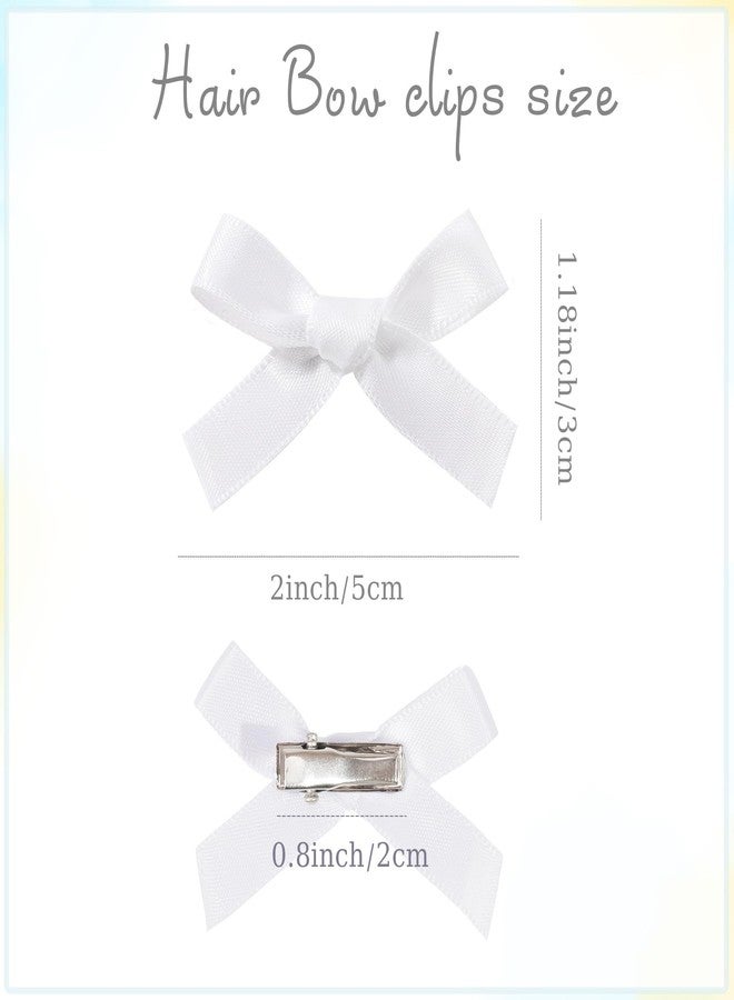 Ayesha 25PCS White Mini Bows Ribbon Clips,2'' Tiny White Bow Barrettes,Hair Bow Satin Hair Ribbon for Women & Girls' Hair Accessories - Image 4