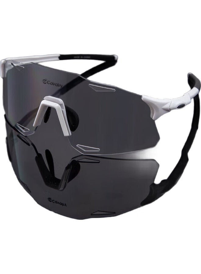 CAVALRY Cycling Photochromic Sunglasses, Bicycle Road Bike, Men'S And Women'S Outdoor Running Goggles Equipment, Red And Black - Image 2