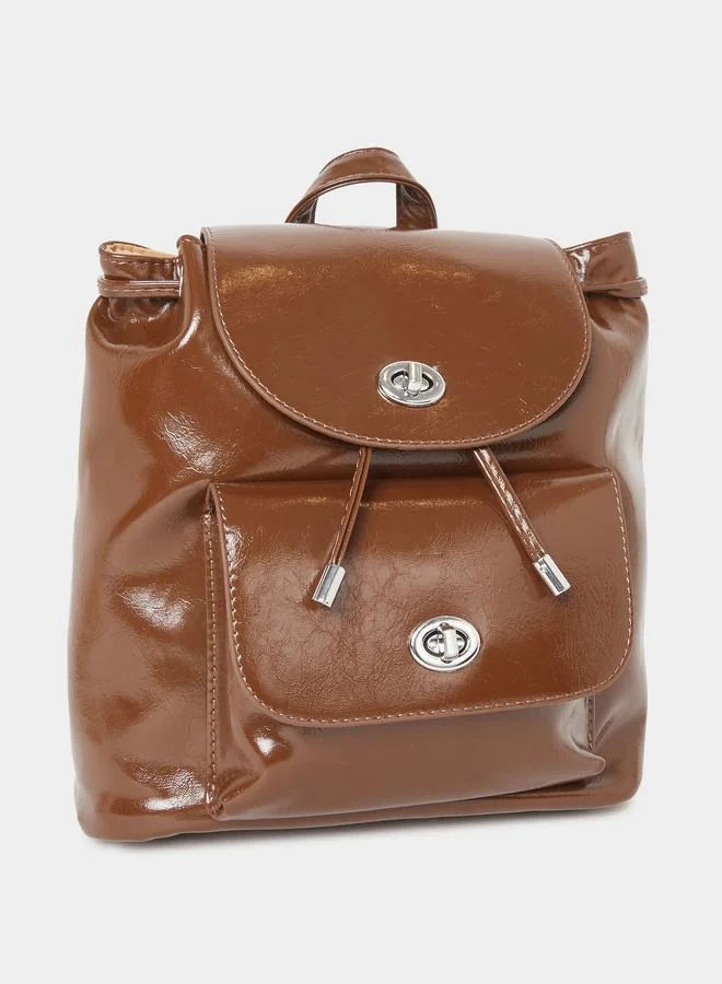 Styli Styli Brown Flap Pocket Detail Backpack