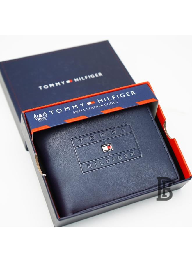 Tommy Hilfiger Plus Tommy Hilfiger Wallet is a one to face solid style covered in light/BLUE-leather  - Image 1