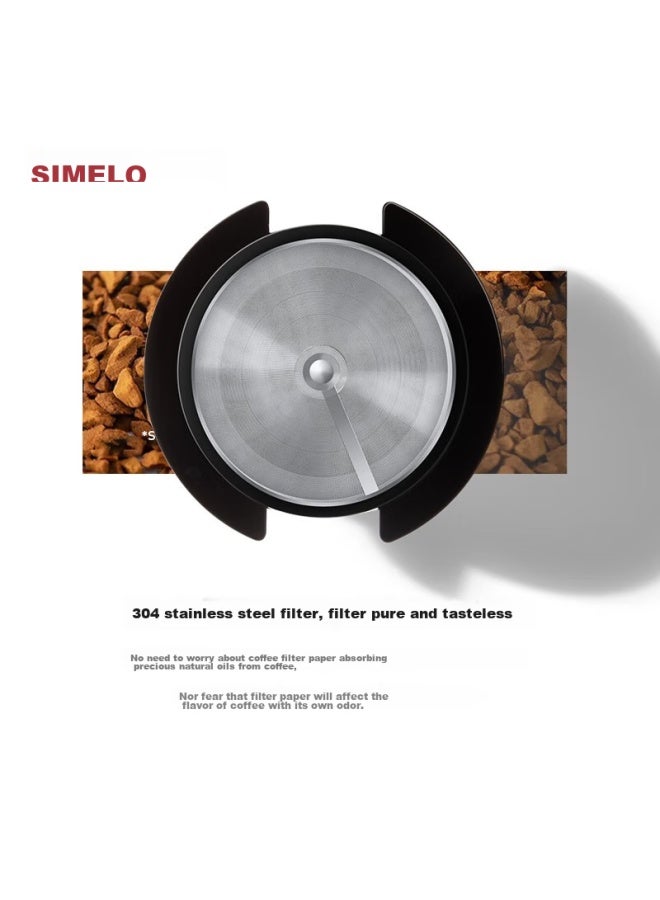 Simelo Coffee Filter Set, Pour-over Coffee Maker, Drip Coffee Filter, Nordic Travel Style, 304 Stainless Steel, Black - Image 3