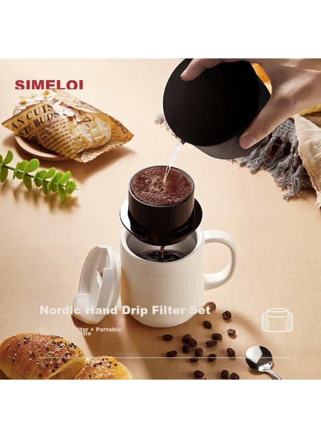 Simelo Coffee Filter Set, Pour-over Coffee Maker, Drip Coffee Filter, Nordic Travel Style, 304 Stainless Steel, Black - Image 1
