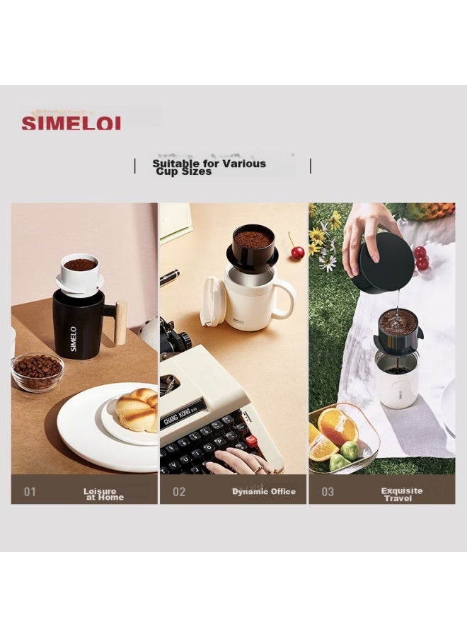 Simelo Coffee Filter Set, Pour-over Coffee Maker, Drip Coffee Filter, Nordic Travel Style, 304 Stainless Steel, Black - Image 4