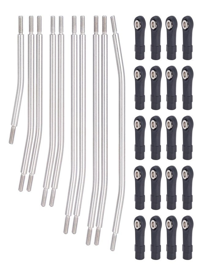 RCJUMPANT 10Pcs Stainless Steel Links Rod Set with Ball End 313/324mm Wheelbase for 1/10 RC Crawler Car Axial SCX10 TRX4 Upgrade Parts (324mm) - Image 1