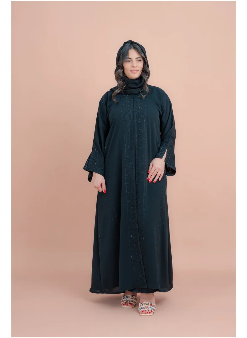IKKXA Aary Embroidered Modern Abaya AIK052 Black