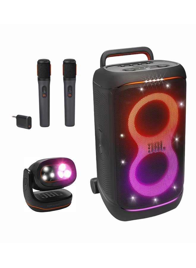 PartyBox 520 with Wireless Mics & Party Beam – Portable Bluetooth Speaker Combo with Bass Boost, Mic Support, and Light Show – Best for Outdoor Events, Birthdays, and Picnics JBLPARTYBOX520EU+JBLPBWIRELESSMIC+JBLPLBEAMEU Black