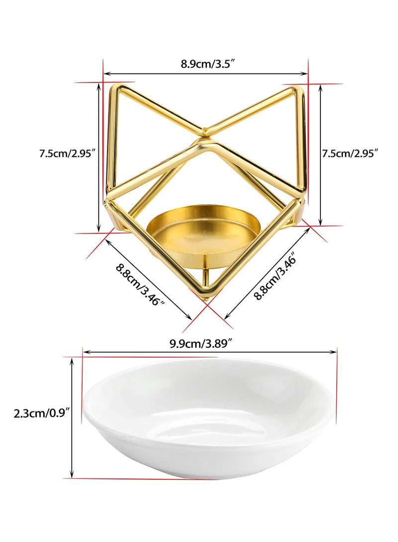 SYOSI Metal Oil Burner Wax Warmer, Delicate Romantic Ceramic Tealight Candle Holder Oil Burner, Fragrance Warmer Aromatherapy Wax Candle Tart Burner Warmer Diffuser for Home Bedroom Décor - Image 5
