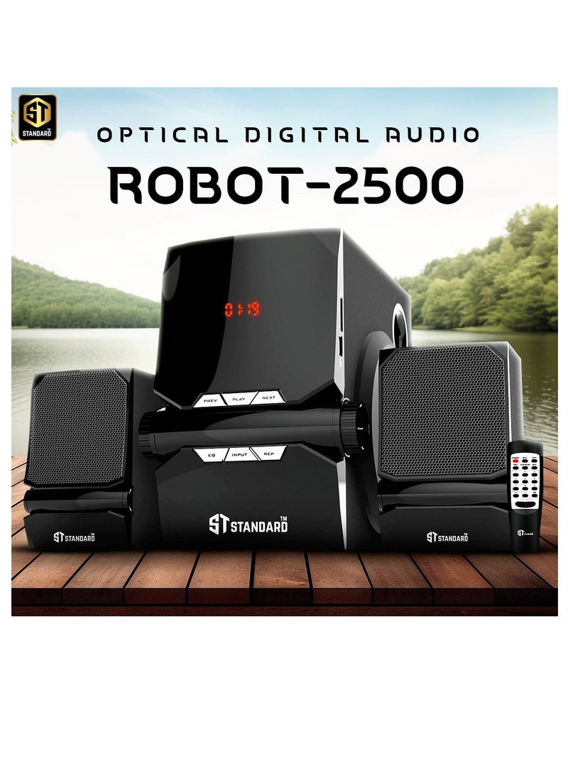 Standard - Speaker Standard 2.1 Robot 2500 Power 25 Watt illuminated multimedia speaker Optical Cable - Aux - Bluetooth - Usb - Sd card - Radio - Led Screen - Remote - Full Function - Image 1