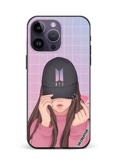 Protective Case Cover For Apple iPhone 15 Pro Bts Cap Girl Design Multicolour