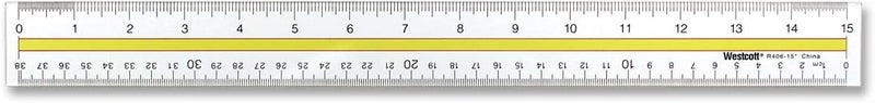 Westcott Acrylic Data Highlight Reading Ruler With Tinted Guide, 15" Clear - Image 1